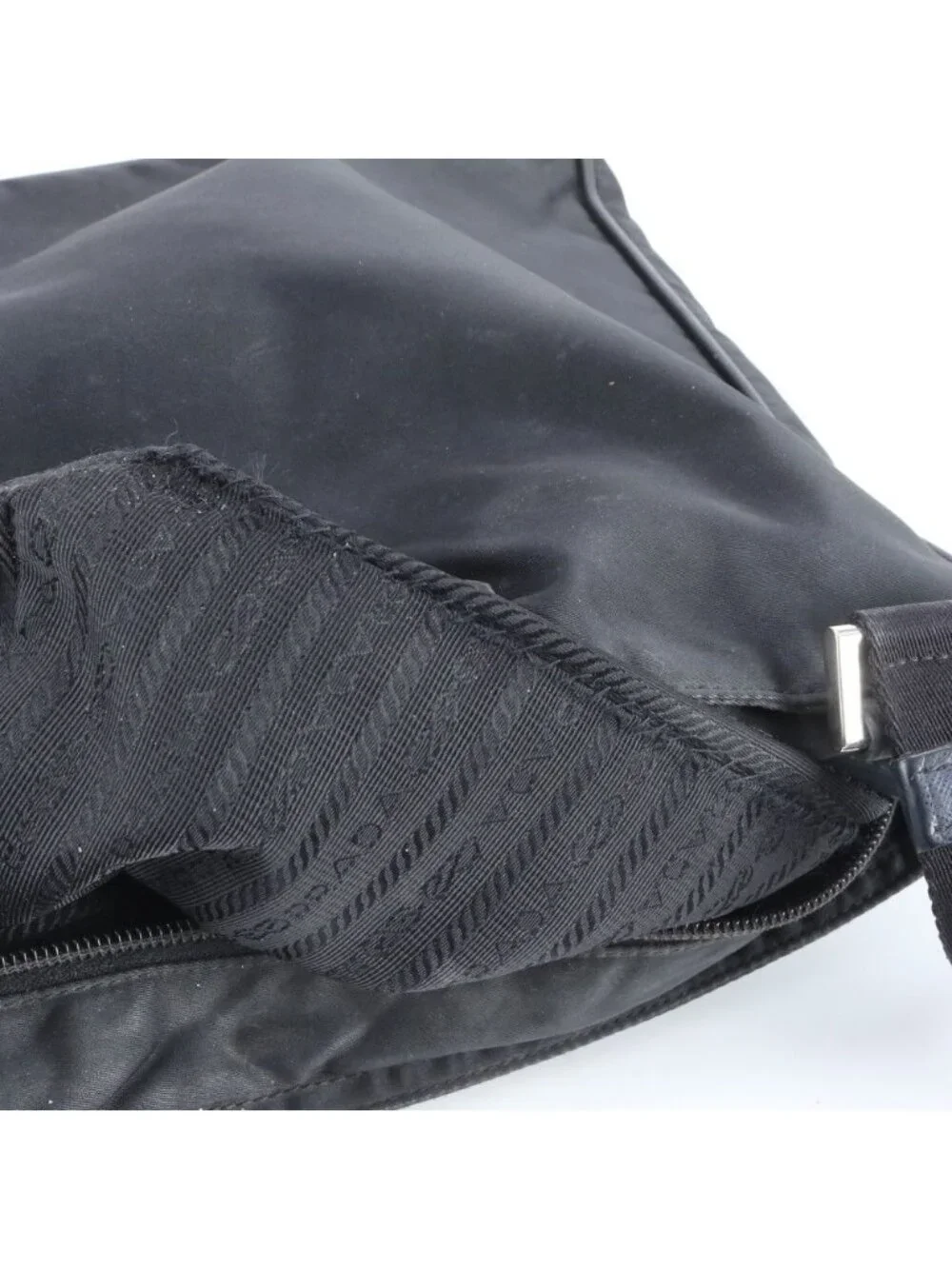 Prada Tessuto Nylon Leather Shoulder Bag Crossbody Messenger Business Black